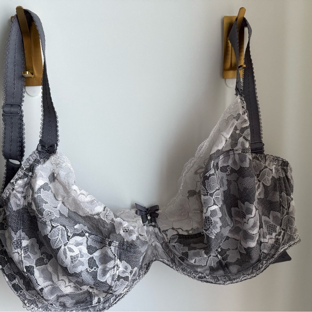 Fantasie Gray and White Lace Underwire Bra FL9202SIR Marianna 36GG/36J